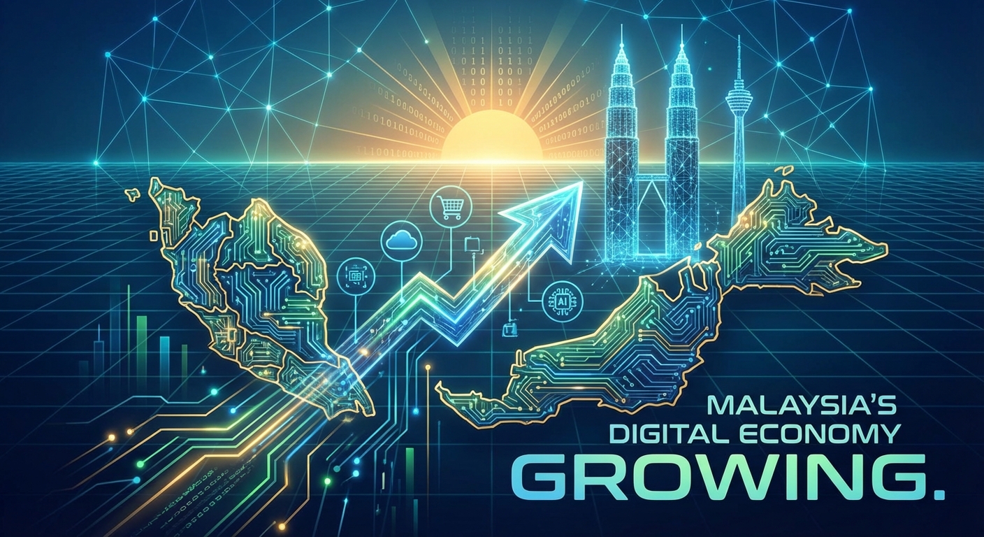 A digital illustration representing Malaysia's growing digital economy.