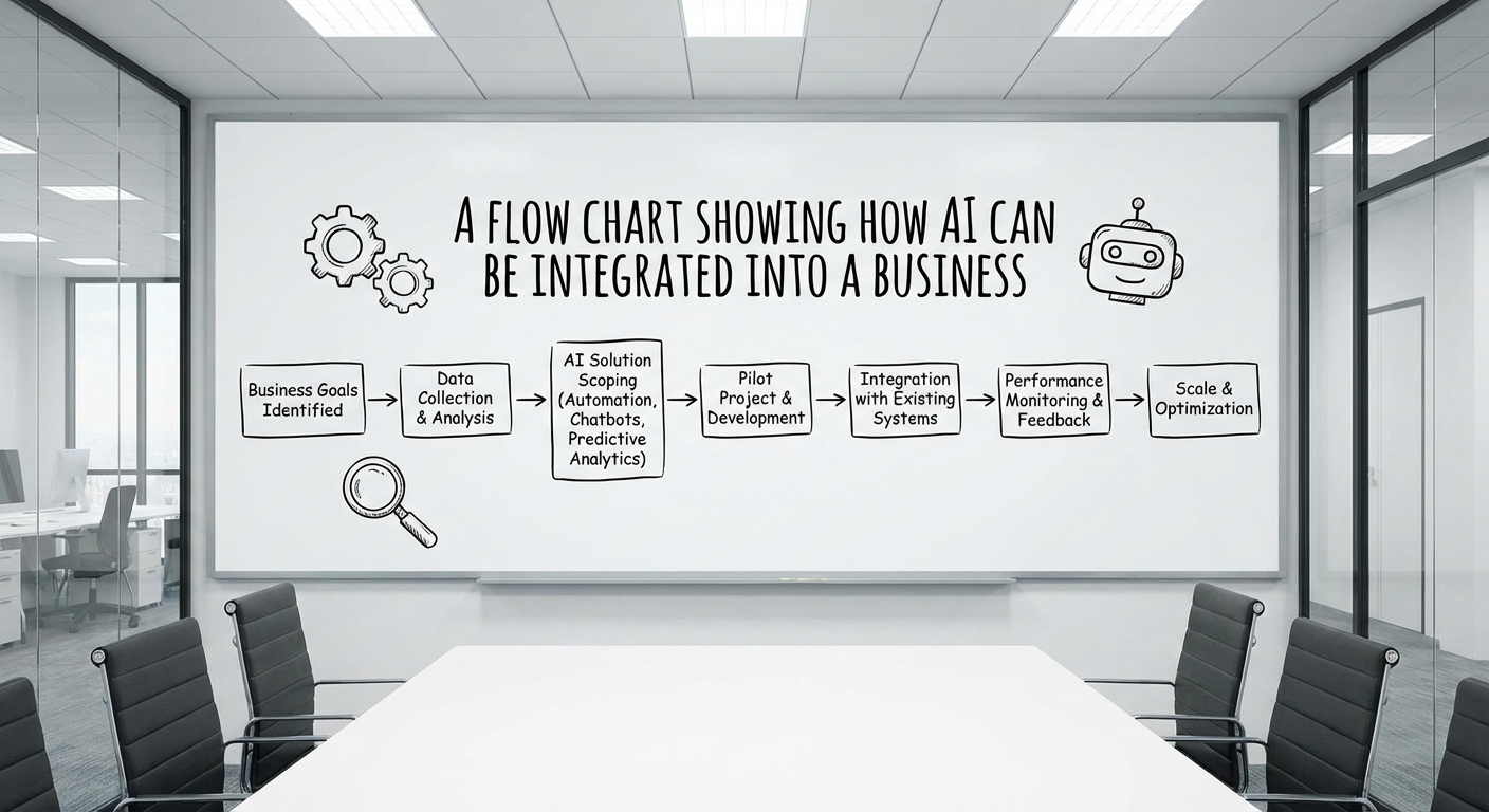 A flow chart showing how AI can be integrated into a business.