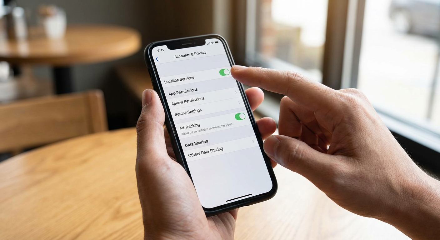 Checking privacy settings on a smartphone.