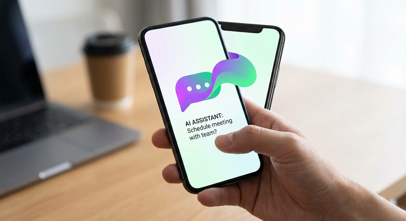 A user holding a smartphone showcasing an intuitive AI-powered interface.