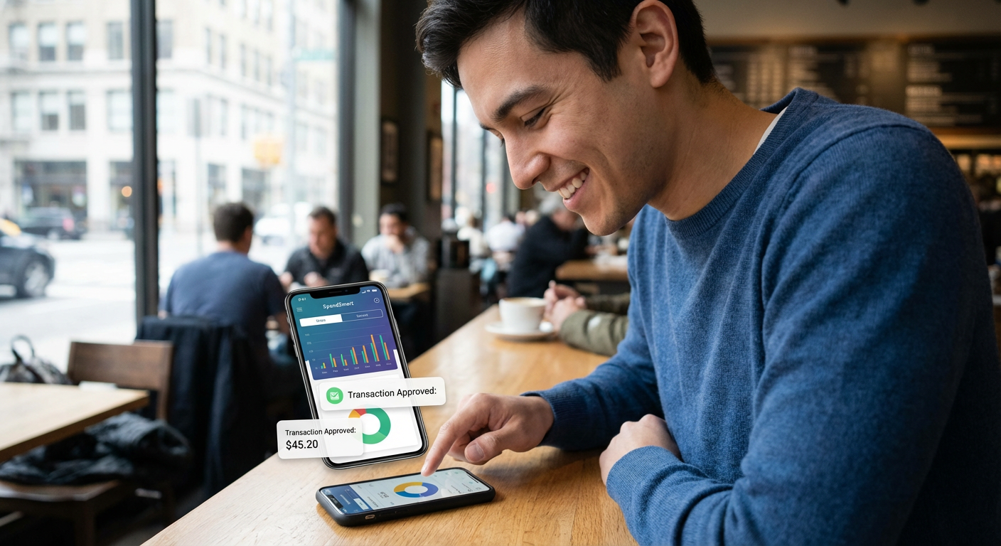 A user interacting with a FinTech application on their smartphone.