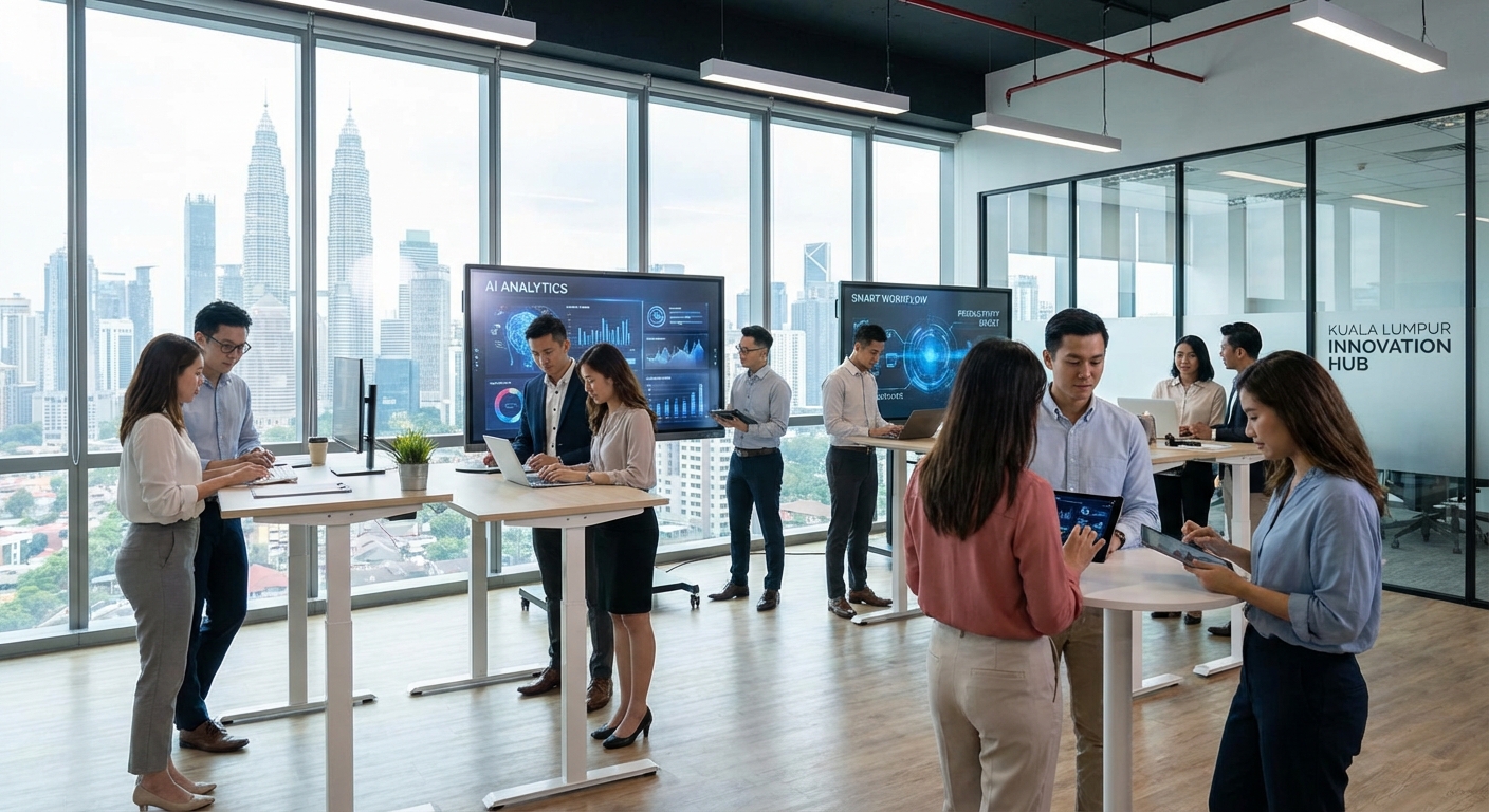 Modern office in Kuala Lumpur where AI tools are enhancing productivity.
