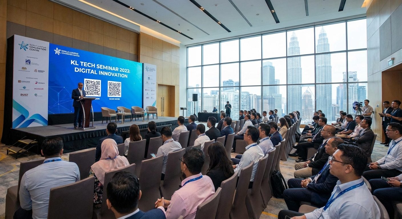 Professionals attending a technology seminar in Kuala Lumpur.