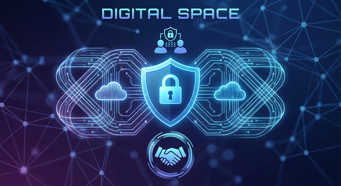 A graphic representing trust and security in the digital space.